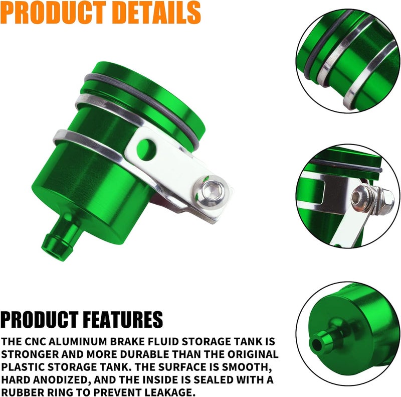 MRELC Universal Motorcycle Aluminum Brake Fluid Reservoir Oil Cup Fit For Yamaha Kawasaki Honda Suzuki BMW and more (Green) - Image 3